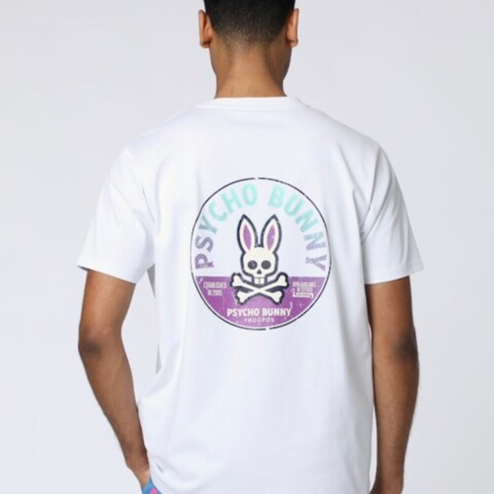 NEW Psycho Bunny Red Disc Graphic Tee Men's White Short Sleeve Size XL